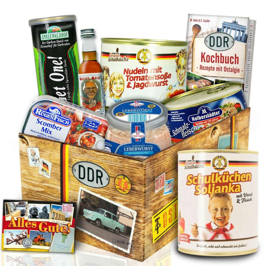 Ein Geschenkset mit leckeren Ostprodukten